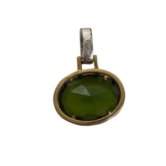 Gold and Silver Tone Peridot Diamond Rhinestone Pendant - Picture 2 of 3